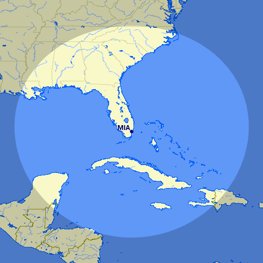 Miami 650 Mile Map