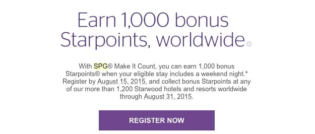 SPG Weekend bonus